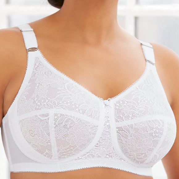 Glamorise 40D COMFORT LIFT Bra (COTTON-LINED) Wireless (SIDE-BONES) WHITE NEW - Picture 3 of 16